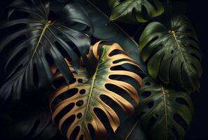 natural tropical monstera feaf fundo. generativo ai foto