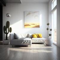 moderno minimalista quarto interior Projeto. generativo ai foto