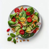 delicioso espinafre salada com fresco. ilustração generativo ai foto