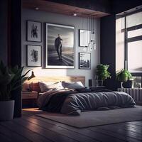 cinzento minimalista moderno interior Projeto. generativo ai foto