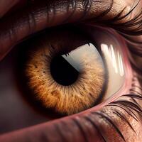 lindo grande Castanho olhos macro. ilustração generativo ai foto