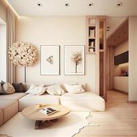 bege minimalista moderno interior Projeto. generativo ai foto