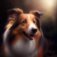 sentado fofa collie cachorro. ilustração generativo ai foto