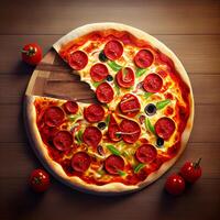 calabresa italiano pizza. generativo ai foto