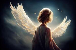 ilustração do criança Como guardião anjo foto