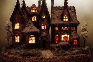 ilustração do uma miniatura gótico casa foto