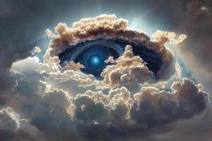 ilustração do uma grande olho dentro a céu foto