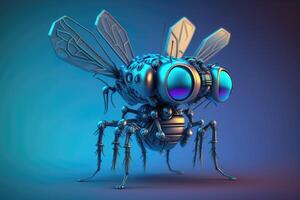 ai gerado 3d mosquito robô para médico brilho dentro a Sombrio fundo foto