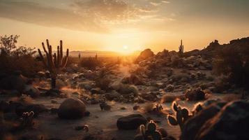 pôr do sol dentro Joshua árvore nacional parque, Califórnia, Unidos estados foto