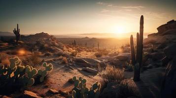 pôr do sol dentro Joshua árvore nacional parque, Califórnia, Unidos estados foto