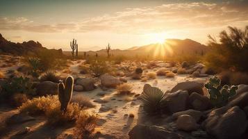 pôr do sol dentro Joshua árvore nacional parque, Califórnia, Unidos estados foto