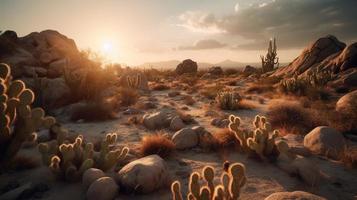 pôr do sol dentro Joshua árvore nacional parque, Califórnia, Unidos estados foto