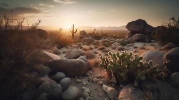 pôr do sol dentro Joshua árvore nacional parque, Califórnia, Unidos estados foto