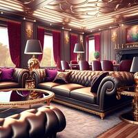 luxo rico vintage interior do apartamento dentro hotel ou salão. generativo ai foto