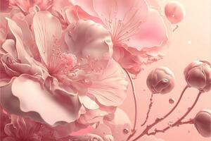 delicado romântico pastel Rosa fundo com lindo flores abstrato Casamento pano de fundo. ai generativo foto