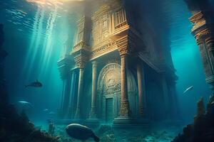 embaixo da agua oceano mar imaginário fantasia mundo ai gerado digital ilustração foto