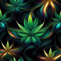 abstrato floral desatado backround com folhas do cannabis. desatado padronizar. 3d renderizar. ai gerado foto
