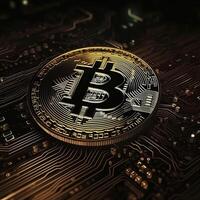 criptomoeda bitcoin a futuro moeda. criada com generativo ai. foto