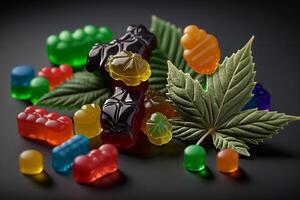 geléia doces e verde cannabis folha generativo ai foto