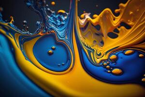 mistura pintura respingo amarelo azul símbolo de cores Ucrânia generativo ai foto