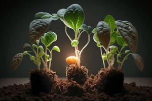 casa crescendo verduras plantar debaixo luzes generativo ai foto