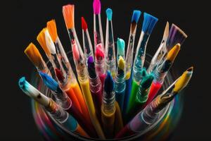 colorida pintura escovas, conceito criatividade generativo ai foto