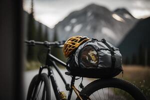 bicicleta ciclo viagem saco embalagem generativo ai foto