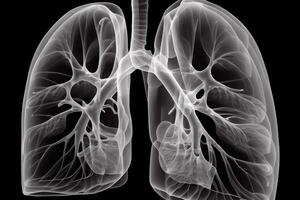 raio X do humano pulmões ilustração generativo ai foto