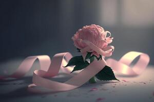 delicado rosa com uma Rosa fita generativo ai foto