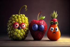 festa fruta monstro amigos ilustração generativo ai foto