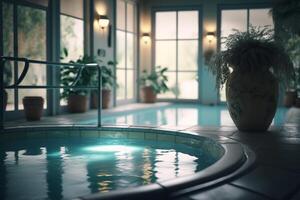 quente piscina spa quarto generativo ai foto