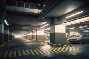subterrâneo carro estacionamento área, generativo ai foto