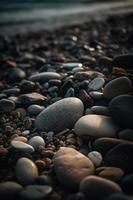 seixo pedras em a de praia - suave foco com vintage filtro foto