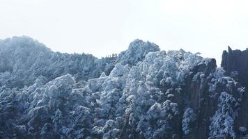 a lindo congeladas montanhas Visão coberto de a branco neve e gelo dentro inverno foto