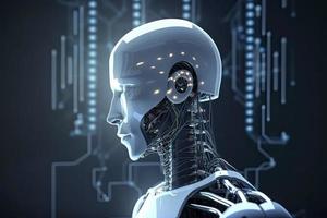 robô com grande dados do cérebro e Alto tecnologia foto