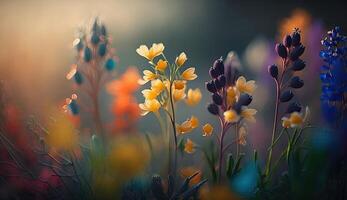 foto colorida Primavera flores fundo, borrado bokeh efeito