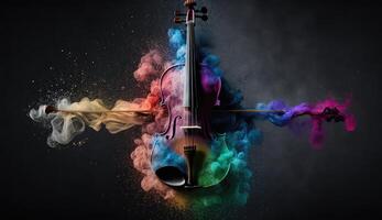 violino foto fez do colorida poeira nuvens