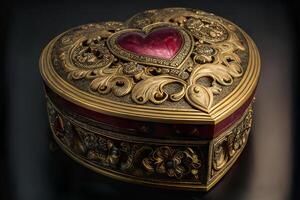 ornamentado coração em forma joalheria caixa - generativo ai. foto