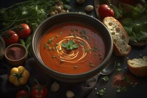 tomate sopa, criada com generativo ai foto