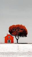 3d ilustração casa debaixo a árvore às arquivado. abstrato surreal ilustração. generativo ai. foto