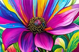 água cor ou óleo pintura bem arte ilustração do abstrato fechar acima colorida natureza e florescendo floral flores impressão digital arte. foto