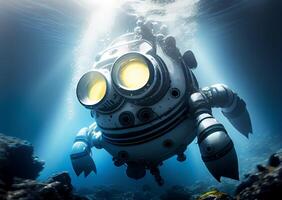 robô natação dentro a mar.generativo ai foto