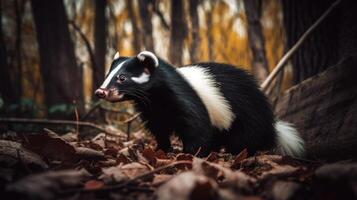 deslumbrante tirar o fôlego vibrante Skunk dentro próprio habitat hd imagem generativo ai foto