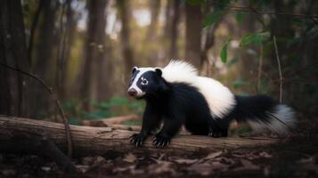 uma pequeno Skunk dentro a selva generativo ai foto