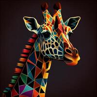 girafa face em Preto fundo generativo ai foto