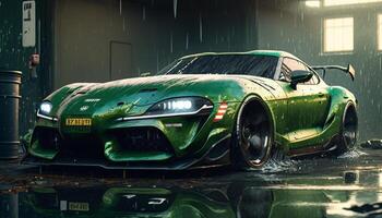 conceito verde cor carro inspirado de Chevrolet corveta imagem generativo ai foto
