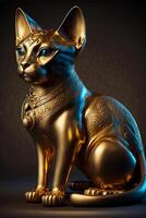 dourado estatueta do a egípcio gato. ai gerado foto