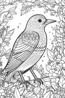 fofa desenho animado pássaro delineado para coloração livro isolado em uma branco fundo. generativo ai foto