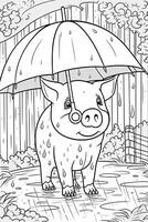 coloração página esboço do desenho animado fofa pequeno porco. coloração livro para crianças. generativo ai foto