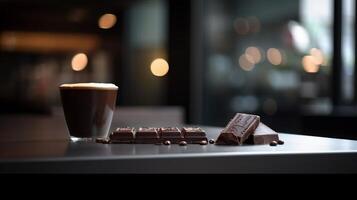 foto do caffee e chocolate, dentro uma distância, minimalis - generativo ai